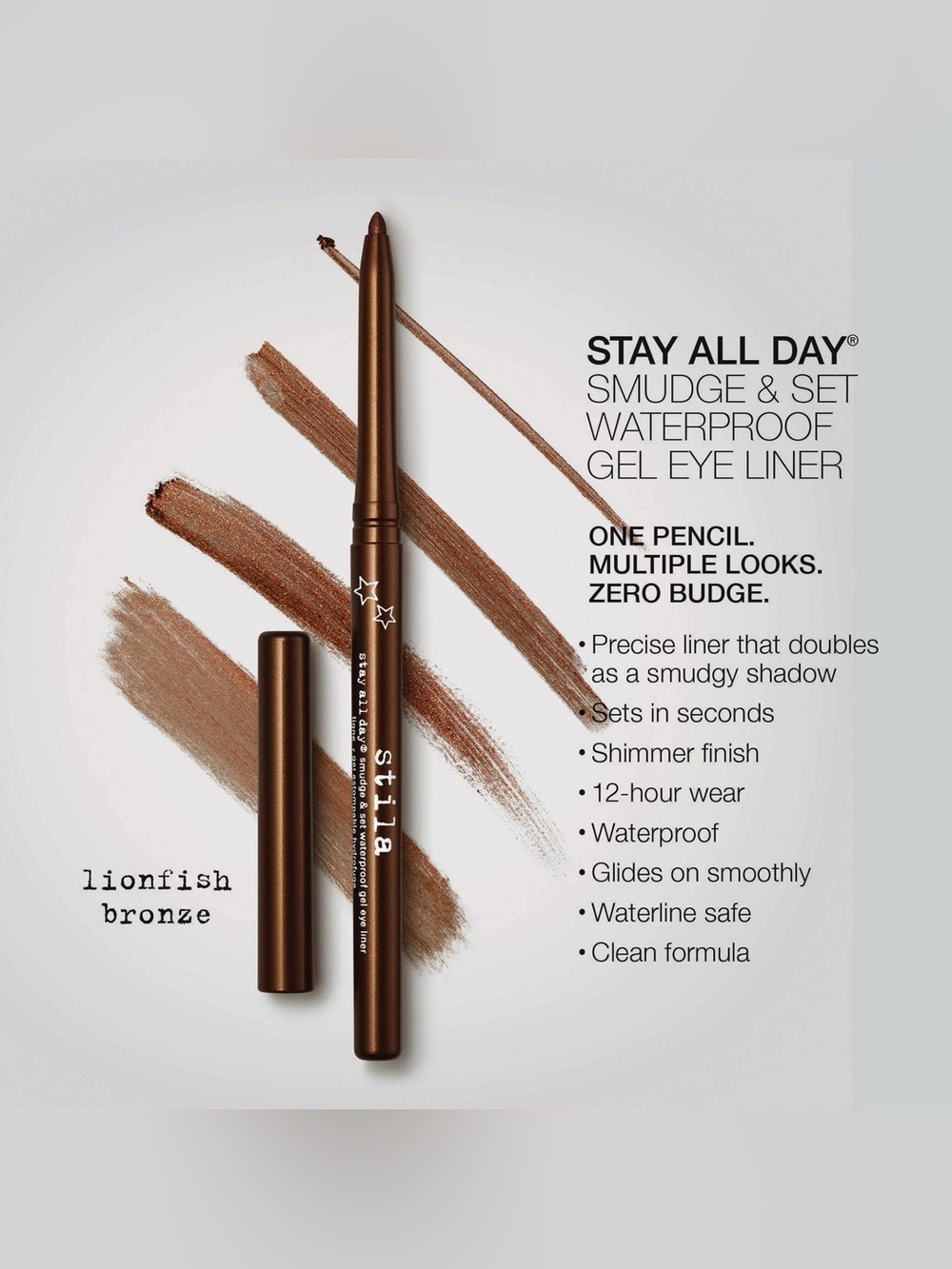 BRAND NEW Stila Stay All Day Smudge Set Waterproof Gel Eye Liner Lionfish Bronze - Picture 5 of 10